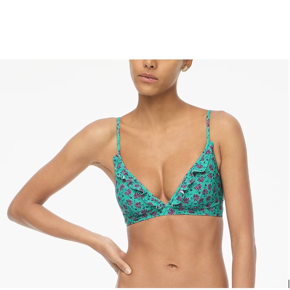 💚☀️‎ J.Crew Factory Printed Bikini Top – Colorful Floral Pattern (NEW) 💚☀️